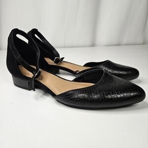 LANE BRYANT Women Sz 9 Wide Flats Shoes Low Wedge Ankle Strap Soft-Soled